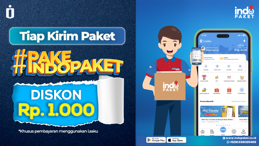 Diskon Rp1.000 tiap Kirim Paket di Indopaket Bayar #Pakeisaku